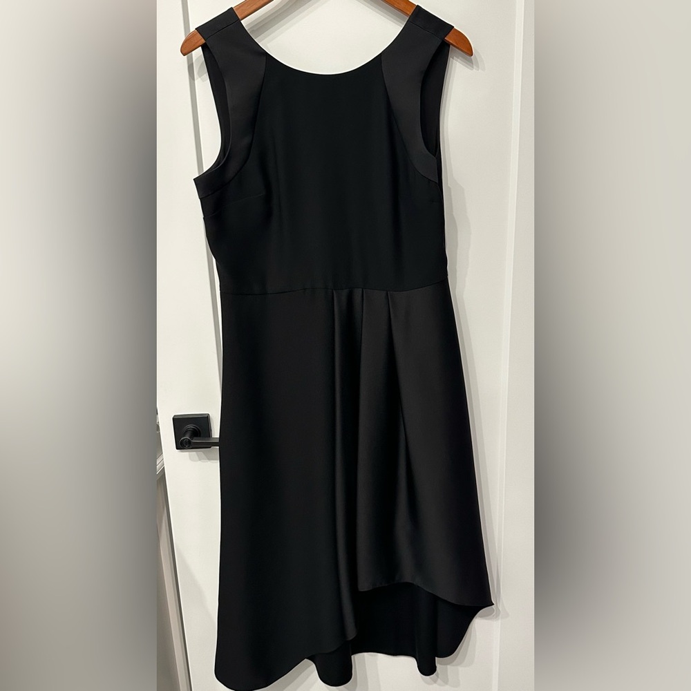 Banana Republic LBD Black Asymmetrical Silky Midi Cocktail Dress - 10P Petite 10